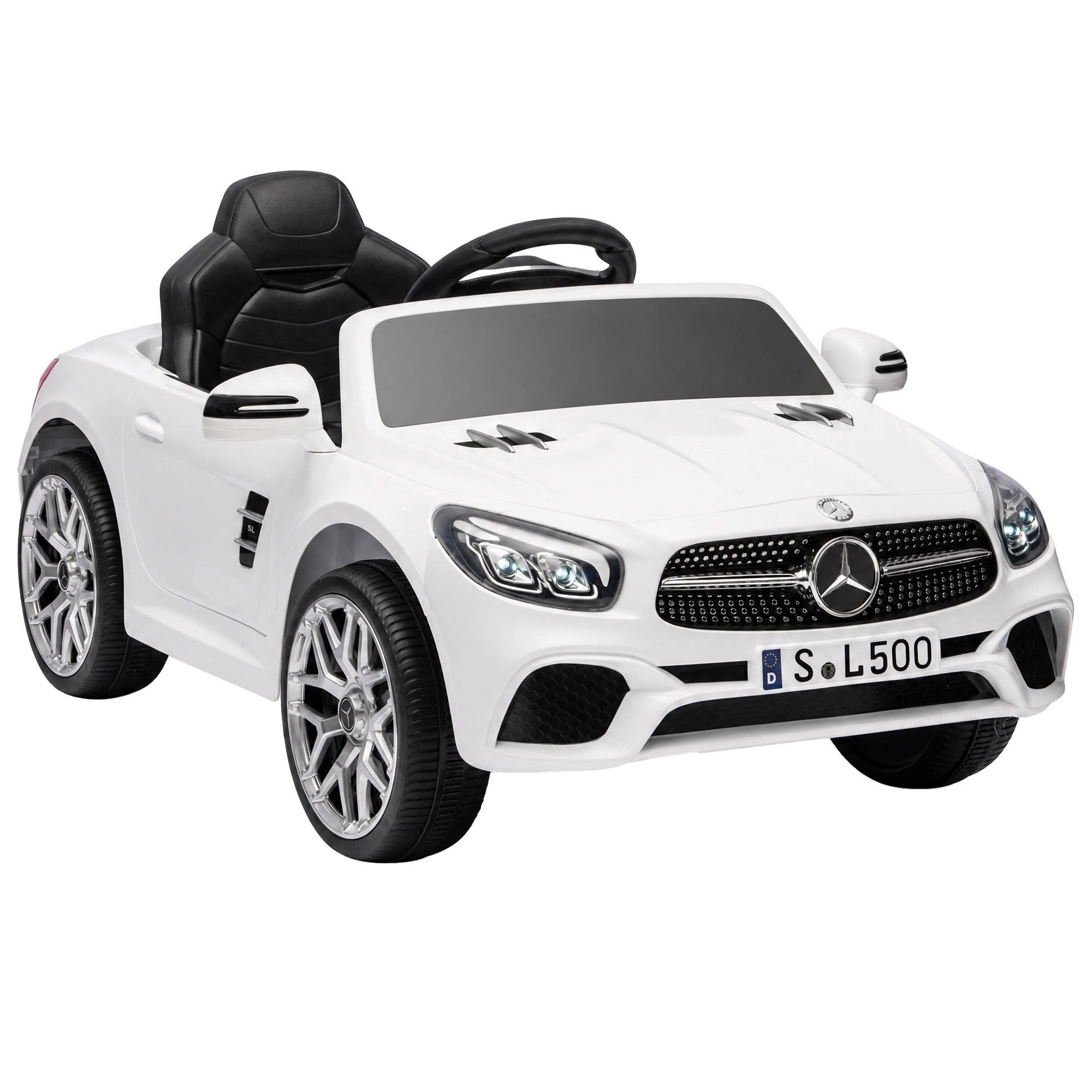Kinder-Elektroauto 12V Mercedes-Benz SL500, 3-5 km/h, 2 Motoren, 2,4G Fernbedienung, für 3-5 Jahre, Weiß