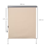 Store extérieur enrouleur 2,5 x 1,6 m avec manivelle, aluminium et polyester 280g/m² anti-UV50+, crème