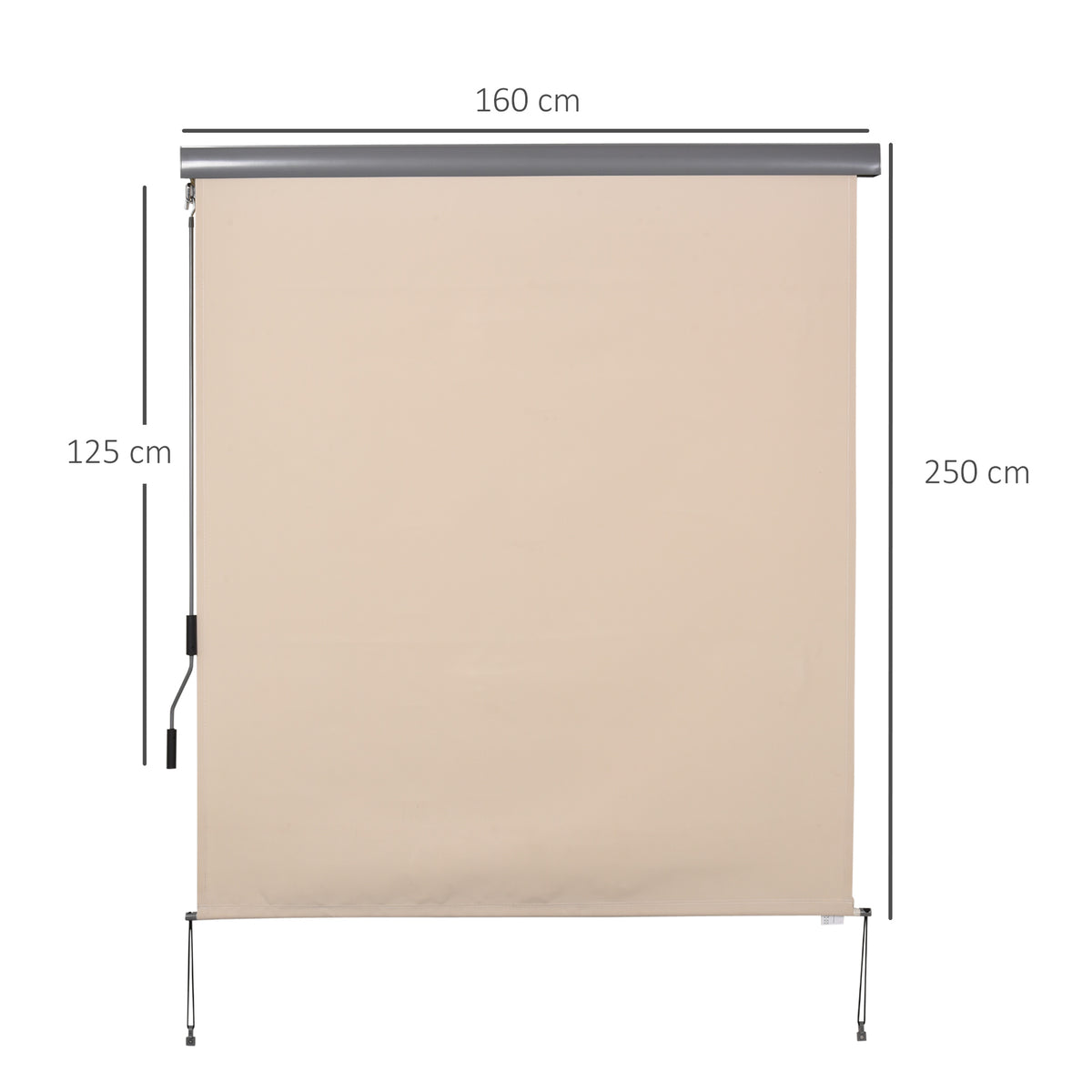 Store extérieur enrouleur 2,5 x 1,6 m avec manivelle, aluminium et polyester 280g/m² anti-UV50+, crème