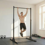 Station de musculation et barre de traction power tower 200 kg avec 8 niveaux de hauteur noir
