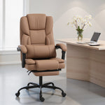Chaise bureau ergonomique, fauteuil de bureau avec dossier inclinable, hauteur réglable, 65x67x111-119cm, marron