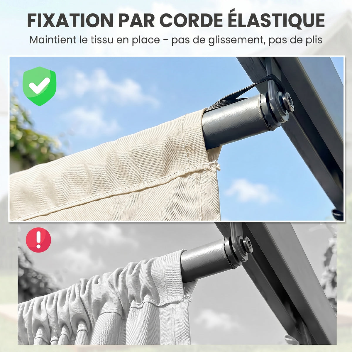 Toile de toit pour pergola tonnelle rétractable de 4 x 3 m - toile uniquement 350 x 260 cm crème