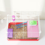 Cage hamster, cage rongeur à 2 niveaux, base amovible nettoyage facile, cabane, roue d'exercice, 47 x 30 x 27 cm, blanc