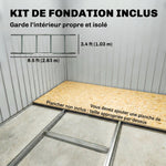 Abri de jardin 5,4 m² 2,77 x 1,95 x 1,92 m kit de fondation porte coulissante ventilations acier galvanisé, gris foncé