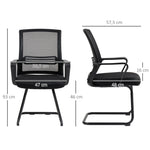 Chaise de bureau en maille sans roulettes, base en traîneau, pour salle de conférence, attente, réception, noir