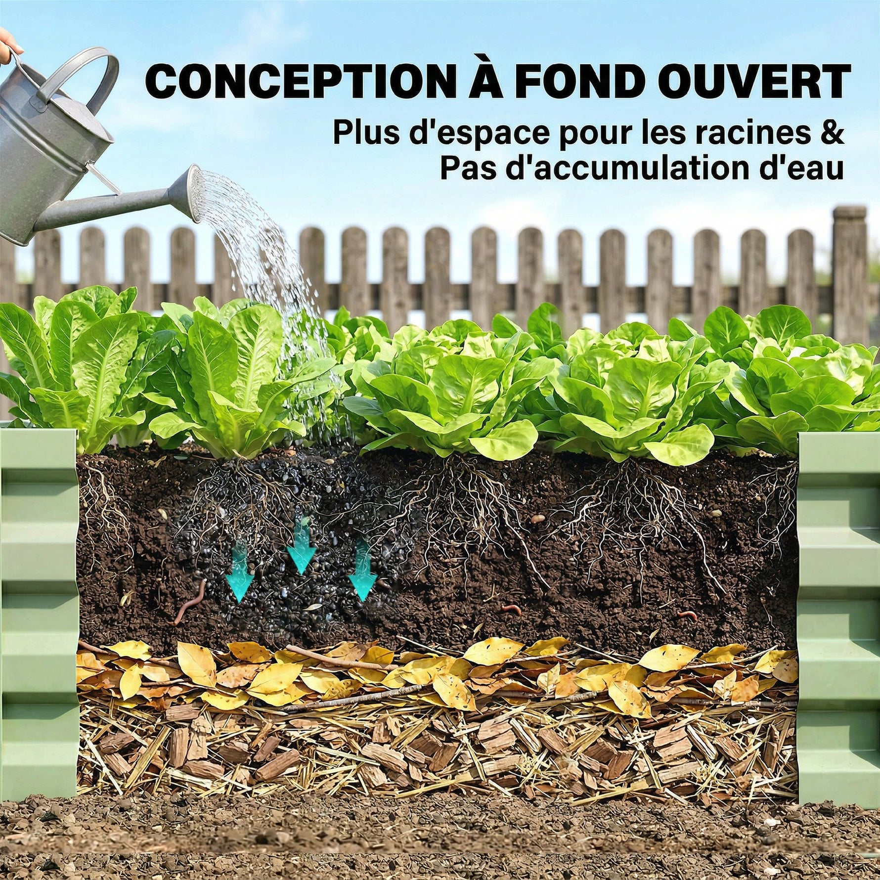 Carré Potager de Jardin Rectangulaire, Tôle d'Acier Ondulée, 120 x 60 x 30,5 cm, Vert