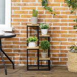 Étagère à plantes étagère à fleurs en métal et bois 4 niveaux de différentes hauteurs style industriel 34 x 34 x 66 cm