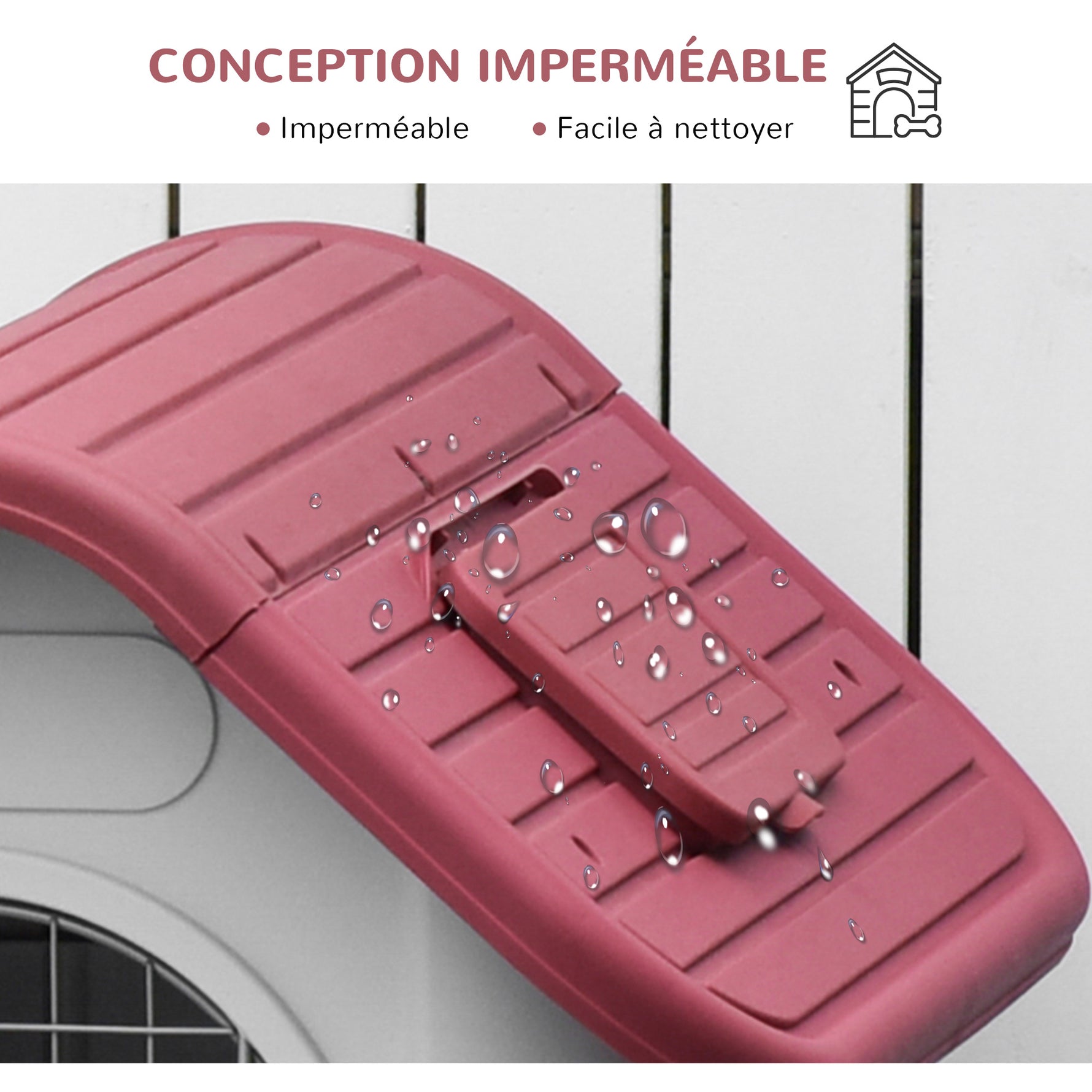 Niche pour chien extérieur et intérieur double porte en métal et multi-ventilation 59 x 75 x 66 cm rouge