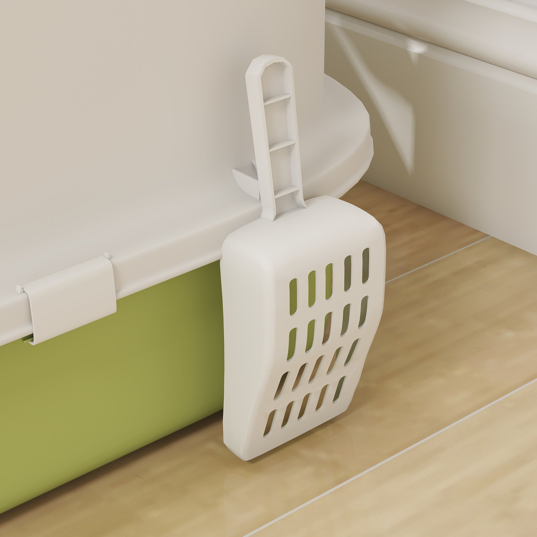 Maison de toilette pour chat bac à litière fermé chat avec porte translucide pelle incluse 40,5 x 52,5 x 42,5 cm vert