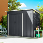 Abri de jardin en métal cabane jardin extérieure triple porte verrouillable toit incliné aérations 234x132x185cm gris