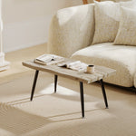 Mesa de centro, mesa auxiliar moderna con patas de acero y tablero grueso de 4 cm, 100 x 50 x 45 cm, roble y negro