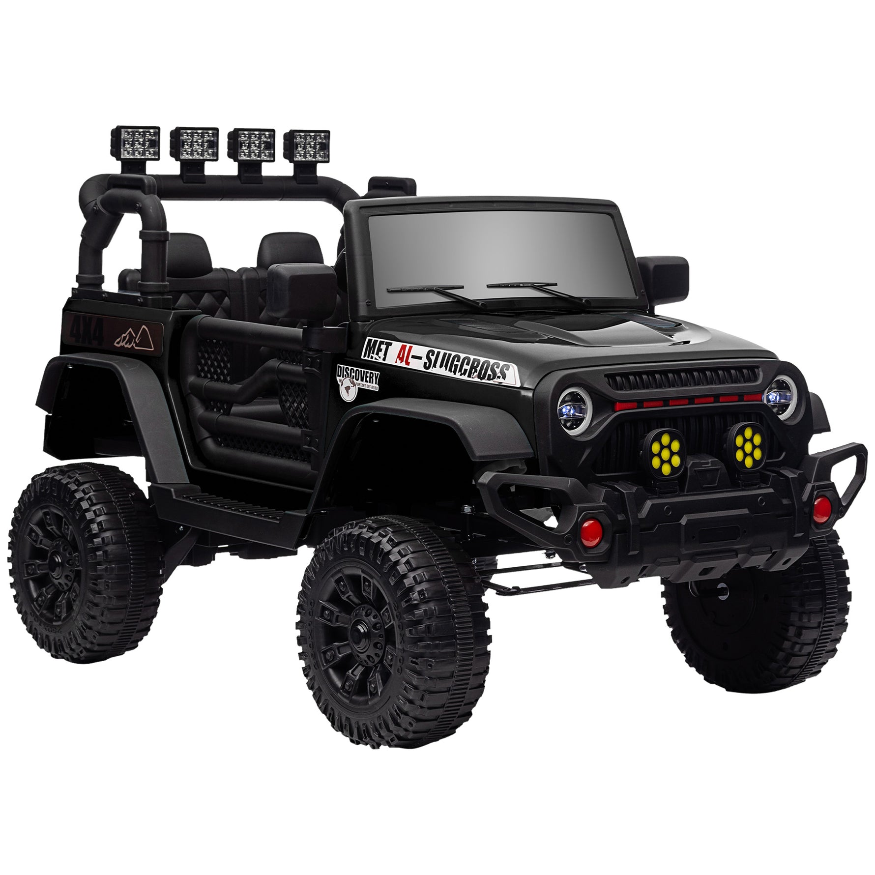 Voiture électrique enfants UTV avec télécommande 2,4G, 2 moteurs 12 V, musique, klaxon, lumières LED, 100x63x65cm, noir