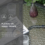 Ensemble de jardin 3 pièces 2 chaises inclinables multi-positions pliables table ronde verre trempé métal textilène gris