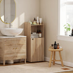 Meuble salle de bain, meuble de rangement étroit 4 niveaux, placard, compartiment ouvert, 40 x 31 x 104 cm, chêne jaune