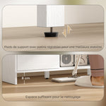 Meuble TV meuble télé pour téléviseur jusqu'à 55 pouces 2 portes 2 compartiments étagère réglable 110x35x45cm blanc