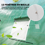 Serre Tunnel de Jardin Serre Maraîchère Acier Galvanisé Ø25mm et Structure Renforcée 395x595x199cm Vert