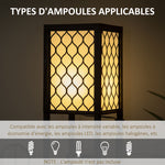 Lampadaire étagère 2 lampes 2 étagères 4 niveaux MDF noir motif nid d'abeille 26 x 26 x 156 cm noir