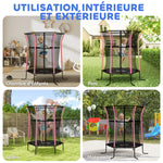 Trampoline pour enfant 1,22 x 1,11 x 1,9 m filet de sécurité porte zippée 6 poteaux rembourrés inclus rose noir