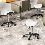 Sgabello con ruote, sedia da lavoro con altezza regolabile 45-57 cm e sedile ergonomico, 48x47x45-57 cm, bianco