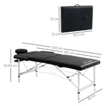 Table de massage pliable portable + housse de transport charge max. 225 Kg hauteur réglable 210 x 90 cm noir