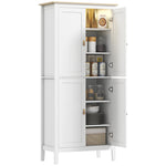 Buffet cuisine, meuble cuisine rangement haut avec LED réglable et détecteur de mouvement, 80 x 40 x 176,5 cm, blanc