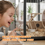 Cage Hamster Habitat Rongeur Vue Panoramique 360° Structure Robuste en Métal Espace Étanche Profond 100x50x52,5 cm Noir