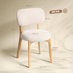 Lot de 2 chaises de salle à manger, chaises de cuisine rembourrées, pieds en bois d'hévéa, 46,5 x 52 x 80 cm, crème