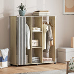 Armoire penderie Meuble de Rangement Mobile 6 roulettes 120L x 40l x 128H cm en bois naturel