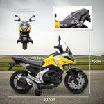 Moto électrique pour enfants moto porteur Honda pour enfants 3 à 6 ans avec musique, phares jaune