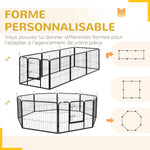 Luxe parc enclos modulable acier époxy porte verrouillable pour chiens, lapins, rongeurs, petits animaux, intérieur et extérieur 80 x 60 cm noir