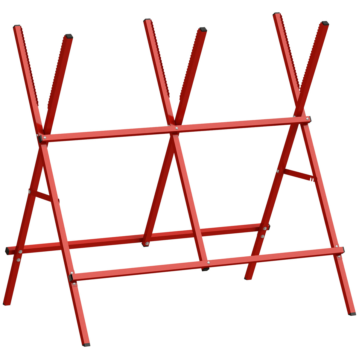 Robuuste opvouwbare stalen schraag, draagvermogen 150 kg, in hoogte en breedte verstelbaar, 102,5 x 71 x 101 cm, rood