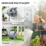 Enrouleur de tuyau dévidoir avec poignée d'enroulement, mural ou sur pied, capacité de stockage de 40 m