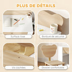 Bureau enfant avec chaise, table enfant et chaise avec tiroir et large plateau, 80 x 41 x 74,5 cm, bois naturel