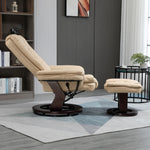 Fauteuil relax inclinable 135° grand confort pivotant 360° avec repose-pieds revêtement PU beige