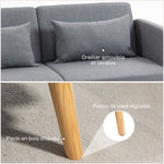 Canapé convertible 3 places design clic clac dossier inclinable et accoudoirs réglables tissu effet lin gris
