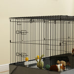 Cage pour petits animaux 2 en 1 avec dessus amovible enclos lapin 2 zones séparées rampe 121 x 61 x 61 cm en acier noir
