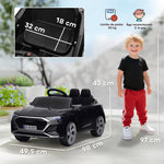 Voiture électrique pour enfants Licence Audi Q8 e-tron Sportback 12V télécommande, phares, musique, klaxon, 3-4 ans noir