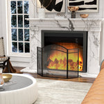 Pare-feu cheminée pliable 3 panneaux pare-étincelles cheminée avec motif en en chevron 96l x 1P x 60H cm métal noir-8