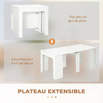 Table à manger pliante, table pliante cuisine extensible jusqu'à 6 personnes, pour petits espaces, salle à manger, blanc-3