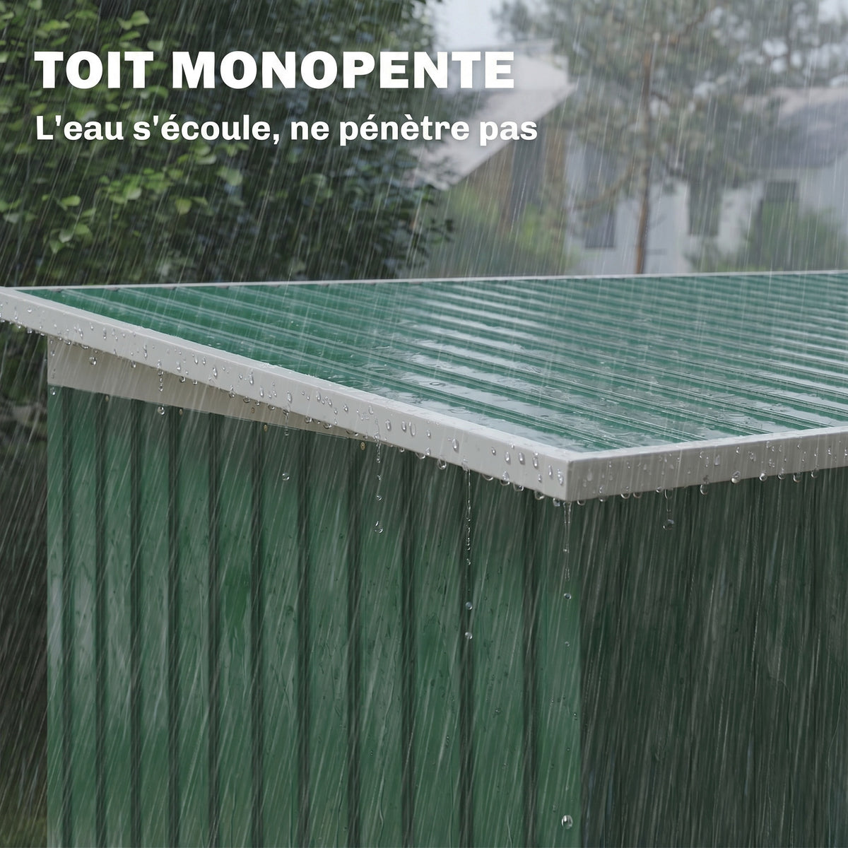 Abri de jardin 3,6 m² 280 x 130 x 172 cm kit de fondation porte coulissante ventilations acier galvanisé vert foncé