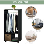 Lot de 2 portants à vêtements penderie mobile avec roulettes 2 niches + Grand Espace penderie en bois noir