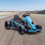 Kart Électrique pour Enfants 24 V, Go Kart avec Mode Drift, 2 Moteurs, Démarrage Progressif, 2 Vitesses 6-13 km/h, Bleu
