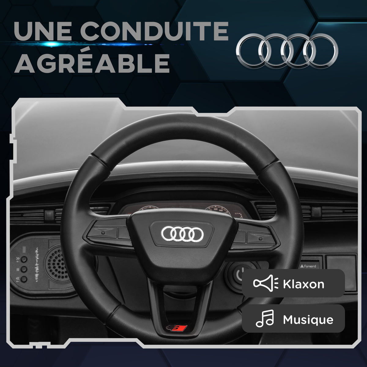 Voiture électrique pour enfants Licence Audi Q8 e-tron Sportback 12V télécommande, phares, musique, klaxon, 3-4 ans Gris