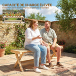 Banc de Jardin en Bois massif, Banquette de Jardin avec Assise à Lattes Effet Bois, 140 x 40 x 43 cm, Bois Naturel