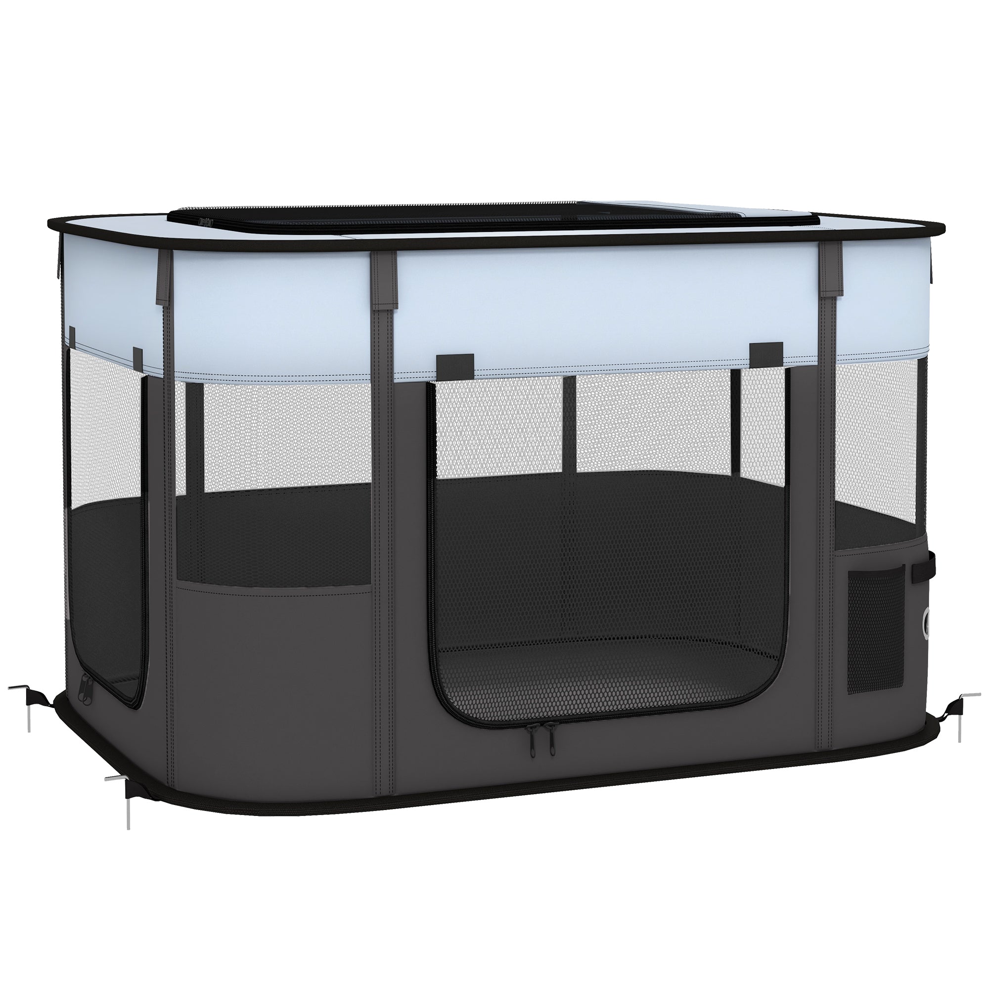 Opvouwbare omheining voor honden, katten en kleine dieren van Oxford-stof, met opbergruimte, 84 x 64 x 53 cm, grijs en zwart
