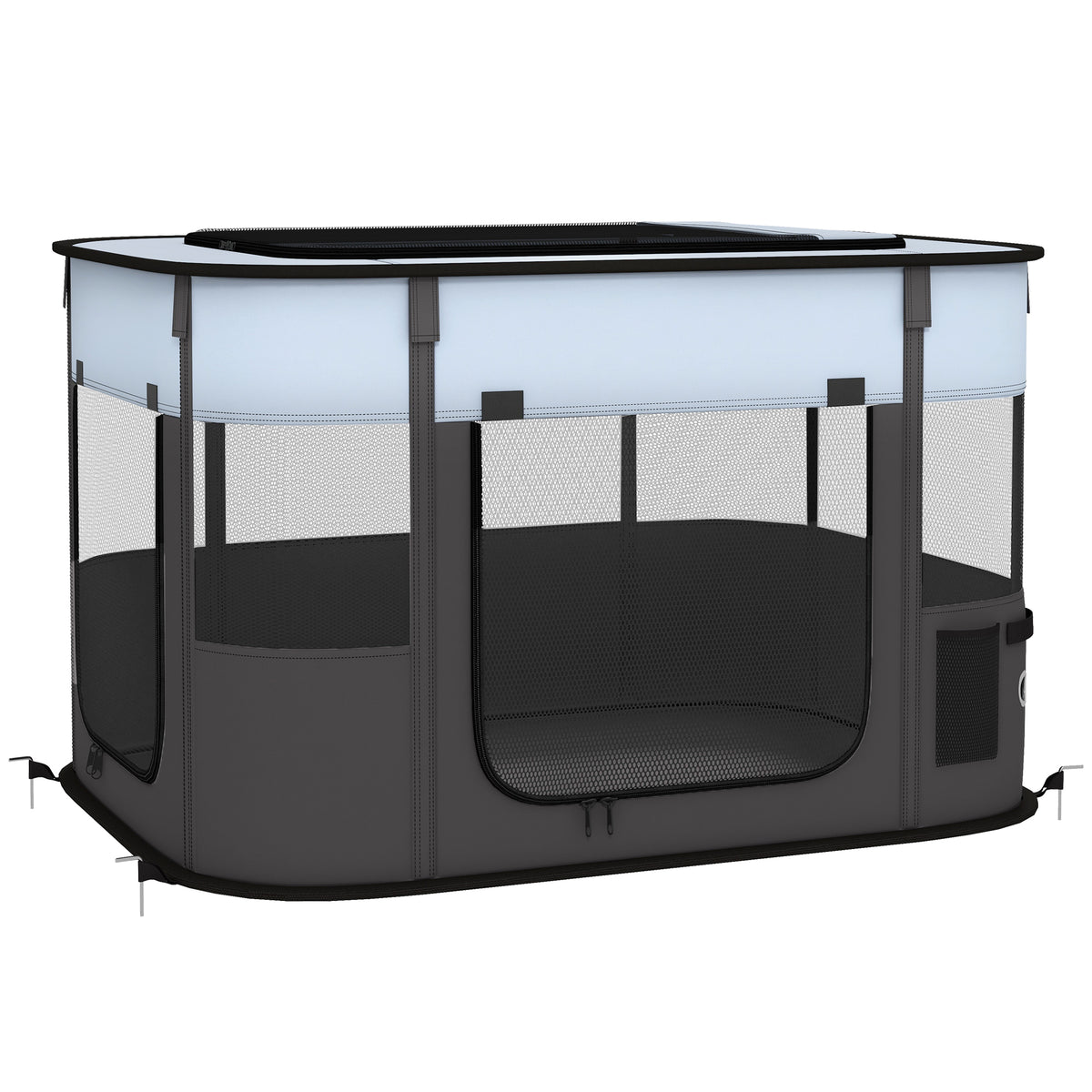 Parc enclos pliable pour chien chat petits animaux en tissu Oxford avec rangement 84 x 64 x 53 cm gris et noir