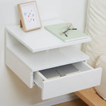 Lot de 2 tables de chevet murales tables de nuit tiroir coulissant, niche, plateau, 35 x 32 x 22,5 cm blanc
