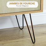 Meuble de rangement commode buffet 4 tiroirs 1 placard - pieds épingles à cheveux style bohème 79 x 39 x 86 cm marron