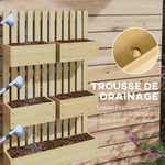 Jardinière murale potager avec 5 bacs treillis en bois massif amovibles 60 x 16 x 100 cm