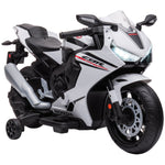 Moto Électrique Enfants sous Licence HONDA 6 V, 3 Km/h, Musique & Lumière, 2 Roues d'Entraînement, Blanc